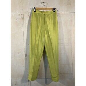 Vintage 100% Silk Pants Lime Green Focus 2000 Sz 10- Small - see Photos